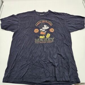 Vtg Disney Store Mickey Mouse 1928 American Legend Shirt XLarge Dark Blue Cotton